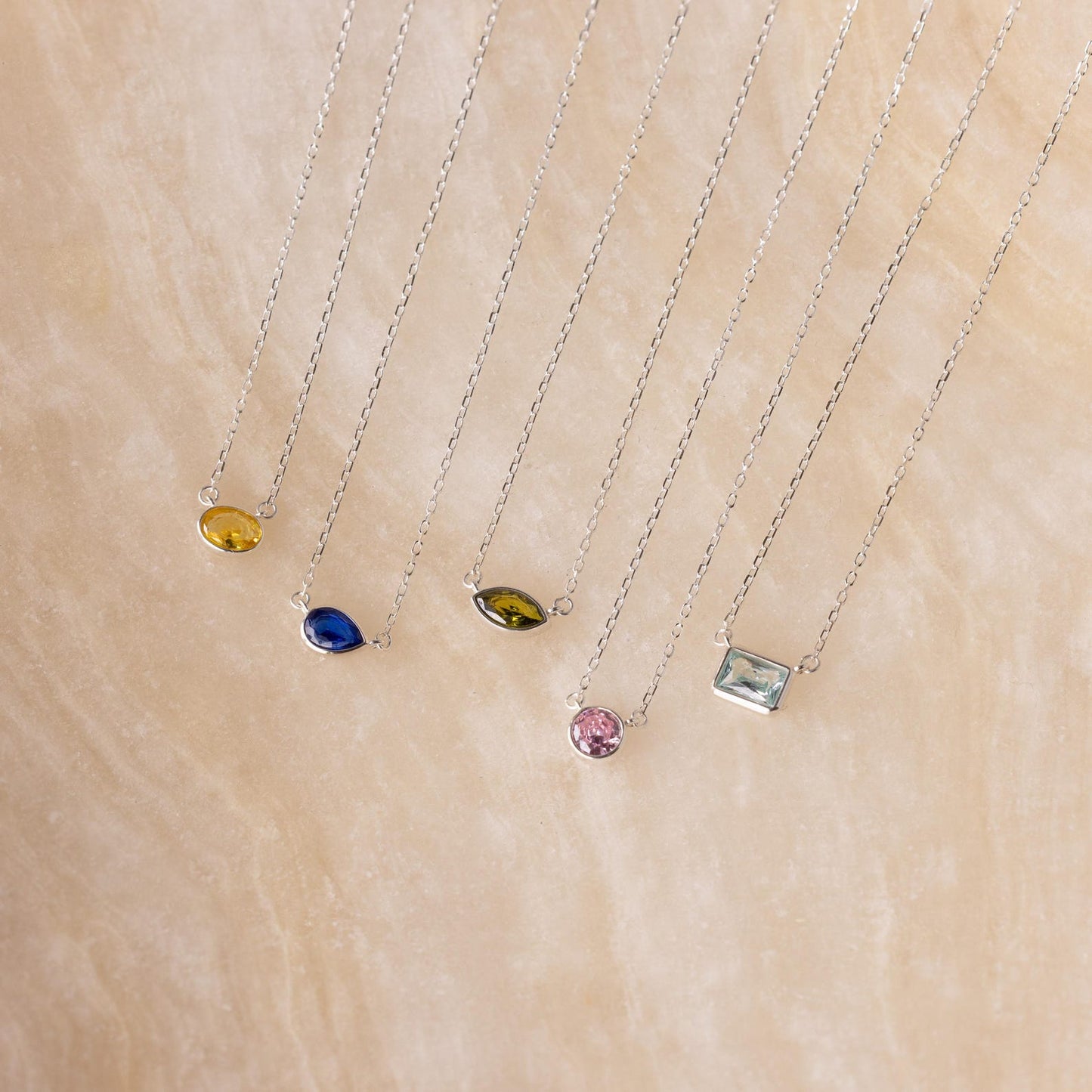 Custom Cut Birthstone Necklace