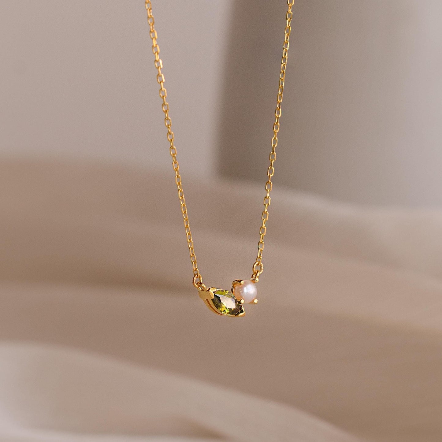 Marquise Birthstone & Pearl Necklace